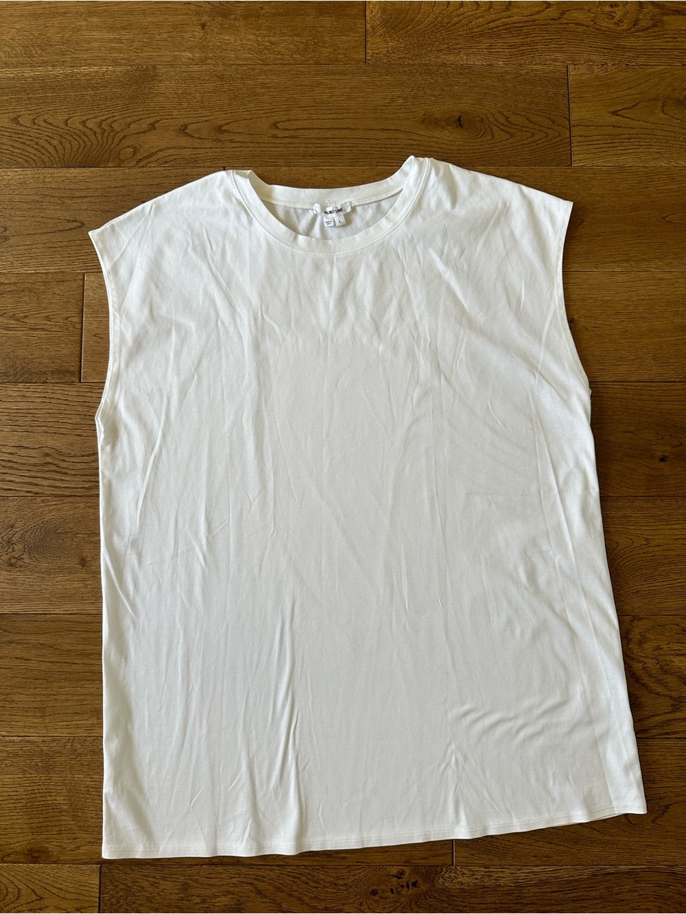 Helmut Lang 100% Cotton White Sleeveless White Tee Sz L